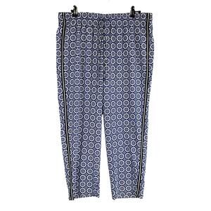 Talbots Womans Sz XLP Petite Plus Pull On Pants Blue Geometric Elastic Waist